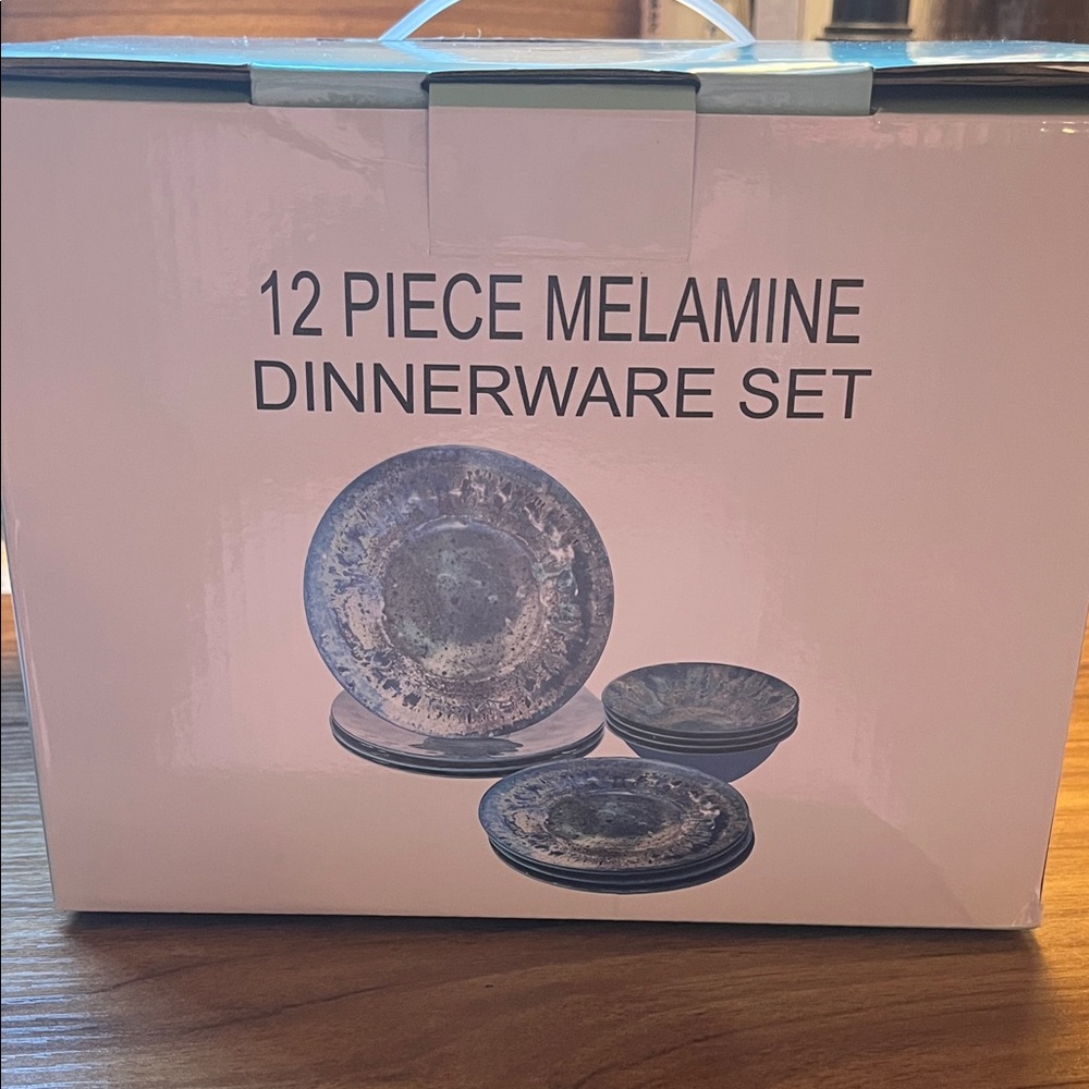 Blue Melamine Dinnerware Set - 12 Piece